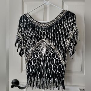 Black and Silver Beaded Top